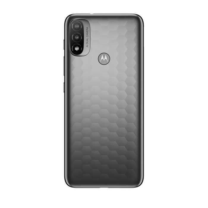 moto e20 gris grafito parte trasera