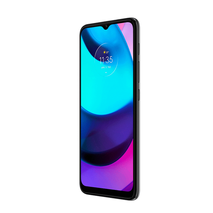moto e20 gris grafito costado izquierdo